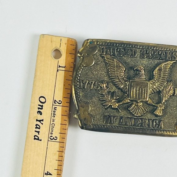 Dezy Denver Patriotic Eagle Crest Brass Buckle Bicentennial United States - Picture 7 of 8